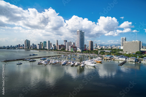Manila, Luzon Island, Philippines, Aerial View of Port of Manila at Manila Bay