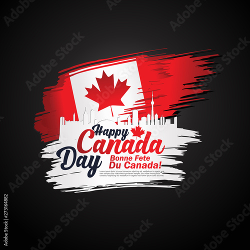 First of July Canada Day, greeting card background with typography design,