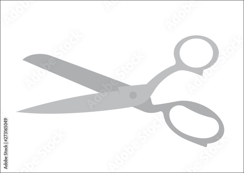 Vector old grey scissors. Isolated on white background