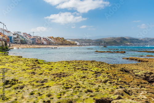 View of the beach Playa Las Canteras, Las Palmas de Gran Canaria, Spain.