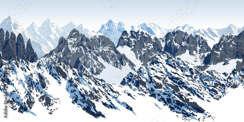 vector seamless mountains karakoram himalayan panorama background