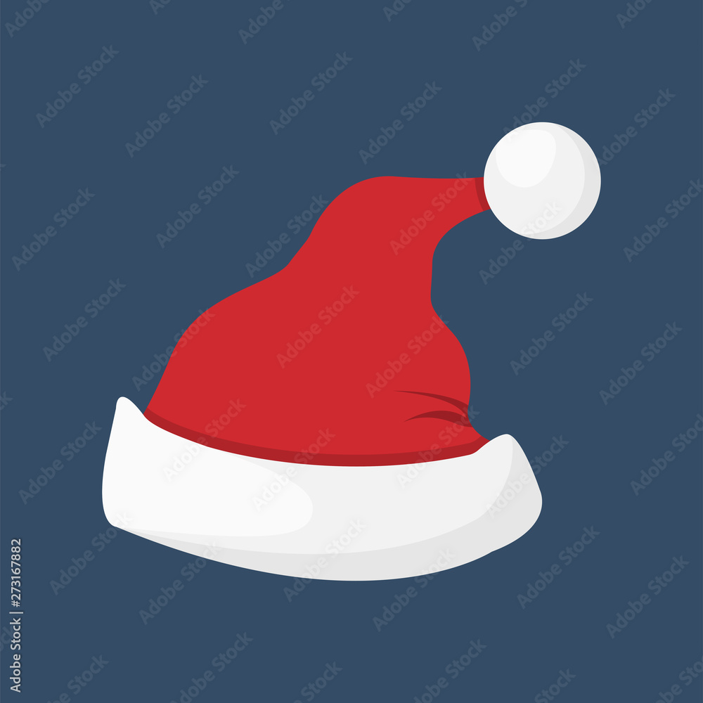 Santa Claus hat on the dark blue background, vector illustration Santa Claus hat on the dark blue background, vector illustration