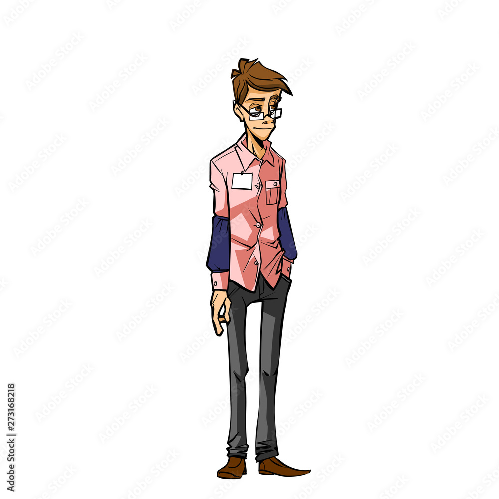 Young Businessman character or office manager or student isolated on white background, illustration. Young Businessman character or office manager or student isolated on white background, illustration.