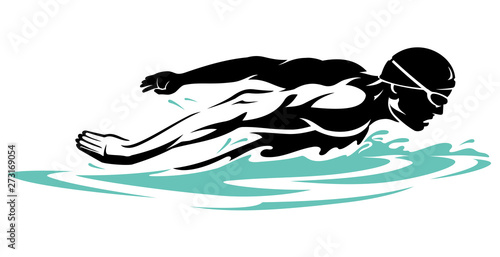 Swimmer in Surface Water, Butterfly Swim Stroke