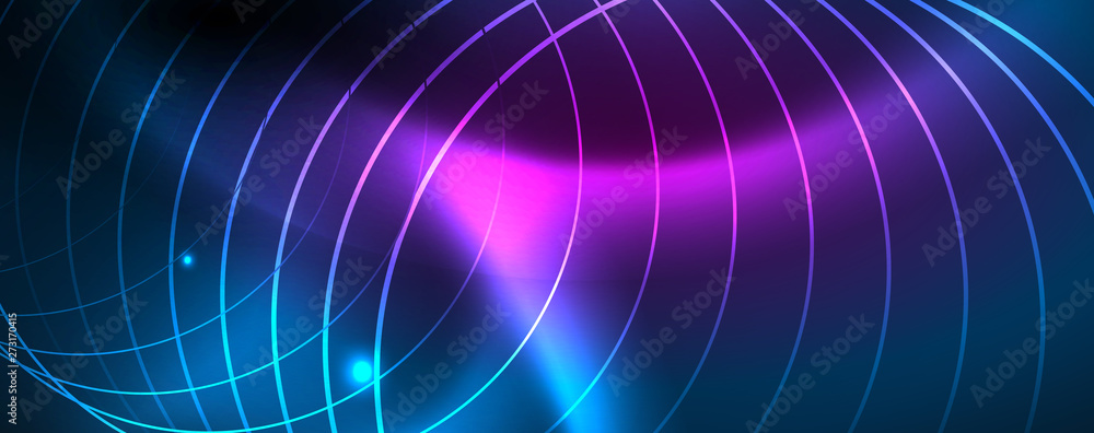 Neon glowing techno lines, hi-tech futuristic abstract background template, vector Neon glowing techno lines, hi-tech futuristic abstract background template, vector