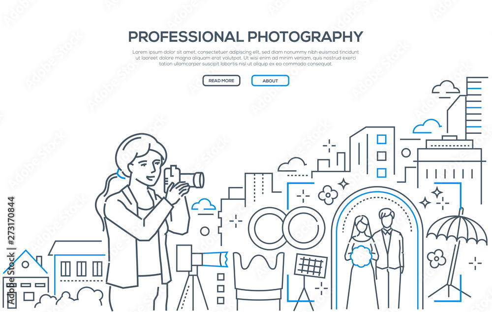 Professional photography - line design style web banner Professional photography - line design style web banner