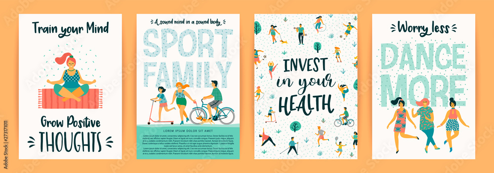Vector templates with people leading an active healthy lifestyle. Vector templates with people leading an active healthy lifestyle.
