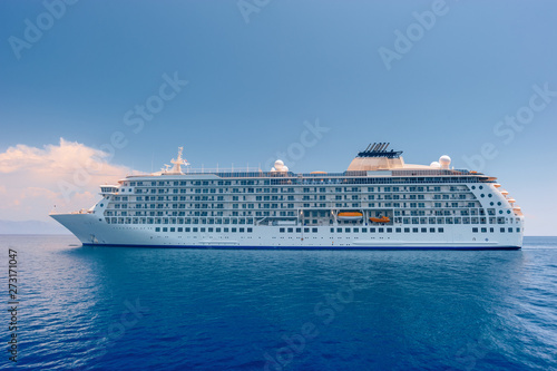 Fototapeta Naklejka Na Ścianę i Meble -  Sea cruise liner in blue water of Mediterranean sea