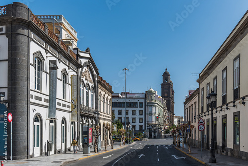 TEROR, GRAN CANARIA, SPAIN - MARCH 11, 2019: View of the historic street.