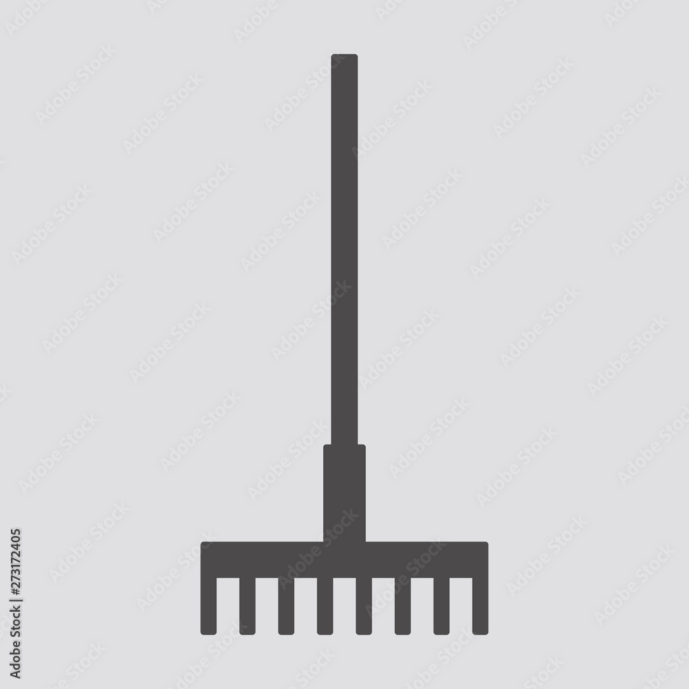 Rake icon in flat style.Vector illustration. Rake icon in flat style.Vector illustration.