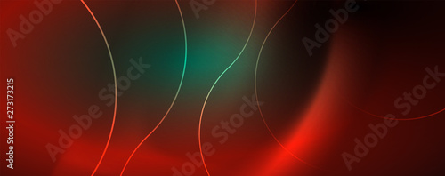 Shiny neon lines template - northern lights glowing blur lines. Futuristic style glow neon 80s disco club or night party techno template