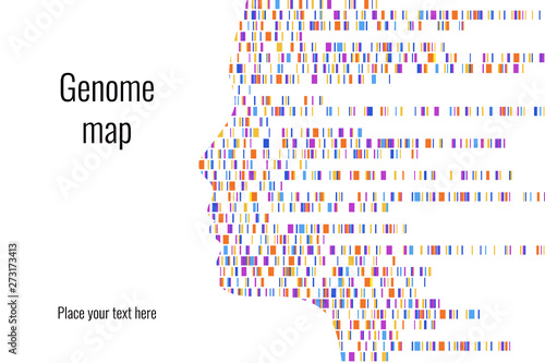Dna test infographic. Vector illustration. Genome sequence map. Template for your design. Background, wallpaper. Barcoding. Big Genomic Data Visualization photo