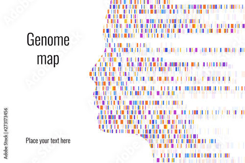 Dna test infographic. Vector illustration. Genome sequence map. Template for your design. Background, wallpaper. Barcoding. Big Genomic Data Visualization