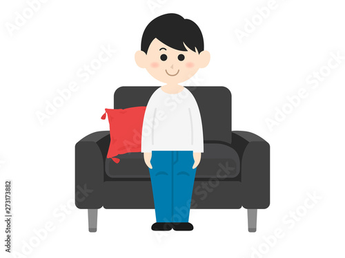 ソファに座る男性のイラスト