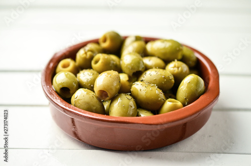 Spanish green olives tapas food