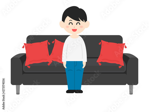 ソファに座る男性のイラスト