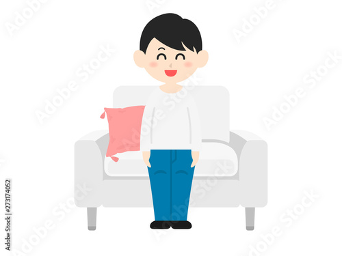 ソファに座る男性のイラスト