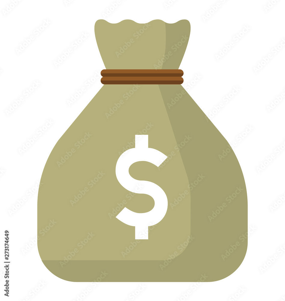 Us dollar moneybag flat vector icon Us dollar moneybag flat vector icon