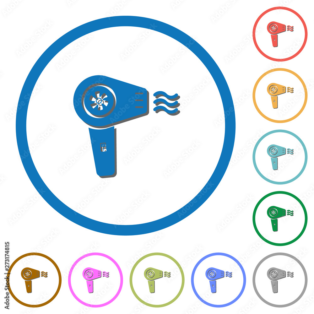 Hairdryer with propeller icons with shadows and outlines Stock Vector |  Adobe Stock