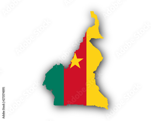 Karte und Fahne von Kamerun