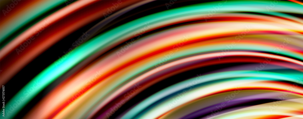 Fluid color rainbow style wave abstract background, techno modern design on black Fluid color rainbow style wave abstract background, techno modern design on black
