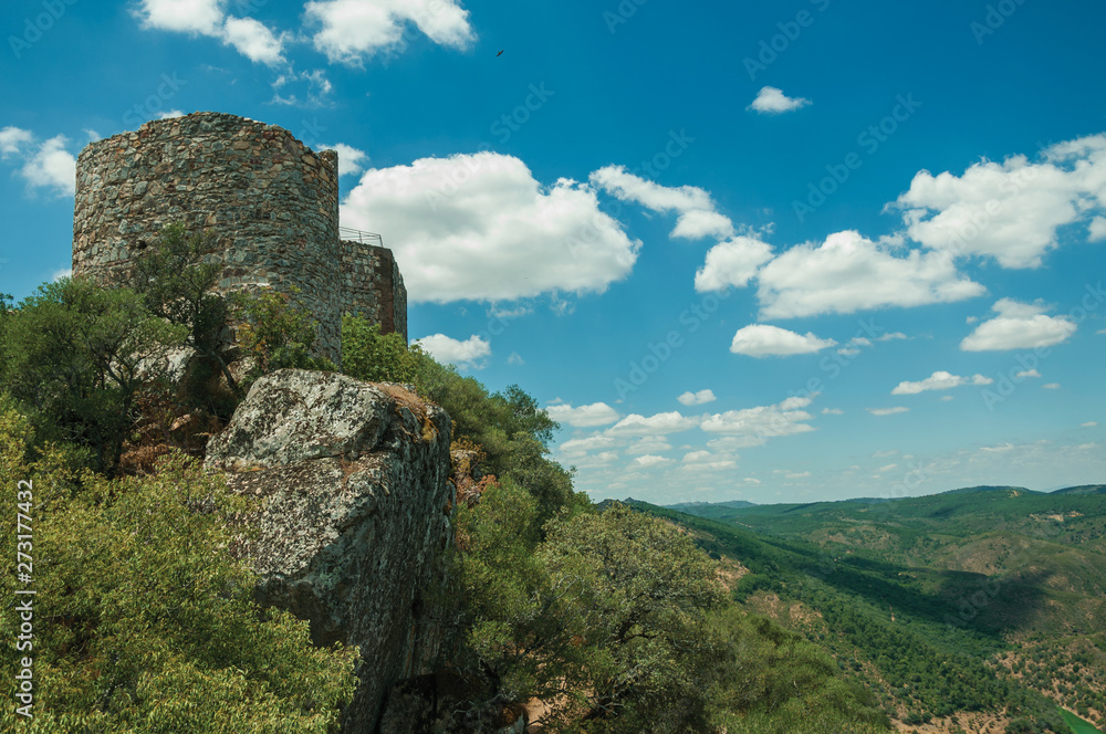 Castle on top of rocky cliff near the Tagus River valley