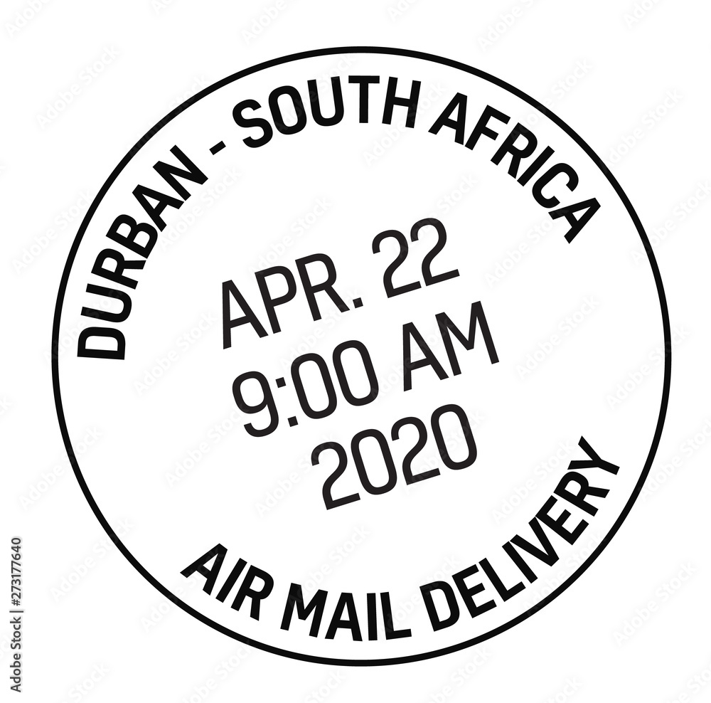 DURBAN, SOUTH AFRICA mail delivery stamp