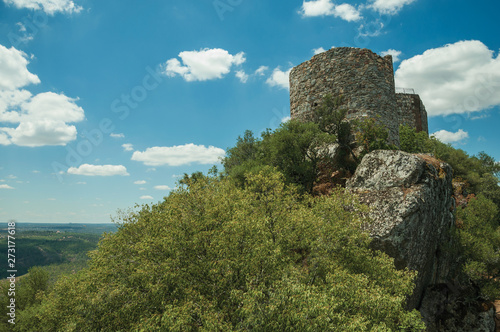 Castle on top of rocky cliff near the Tagus River valley