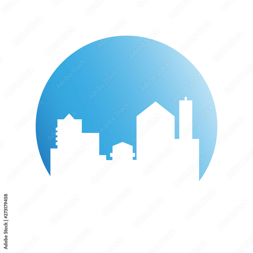 Fototapeta premium city skyline in blue circle background