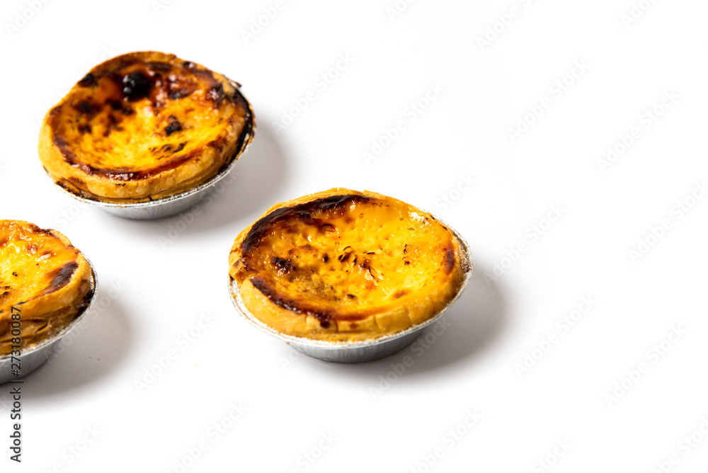 Egg tart dessert in an aluminum holder Egg tart dessert in an aluminum holder