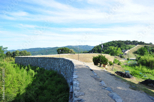 Korean historic site No.386, Janggieupseong of Goryeo Dynasty, located in the Janggi-myeon, Pohang, Gyeongsangbuk-do, South Korea. It was filmed on June 13, 2019.
