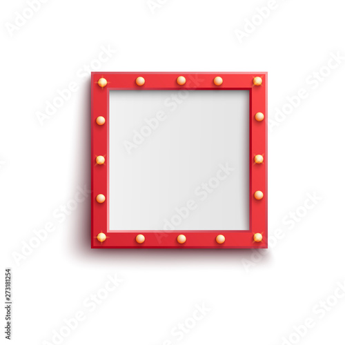 Vintage square lightbulb frame isolated on white background