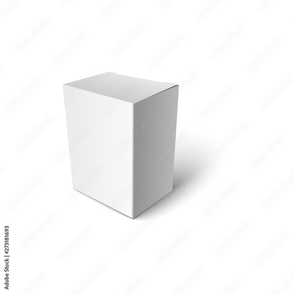 Blank box or package 3d realistic vector illustration mockup for branding isolated. Blank box or package 3d realistic vector illustration mockup for branding isolated.