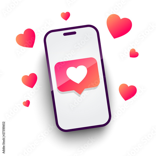 Vector illustration modern design style smartphone with new like screen