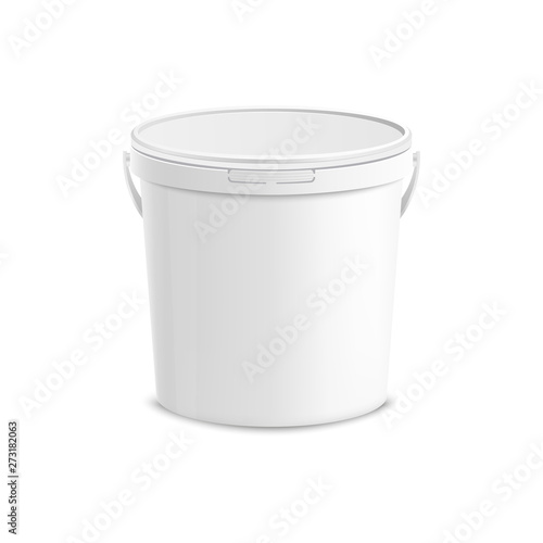 White plastic bucket mockup