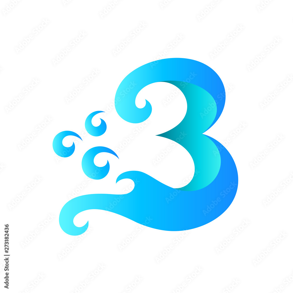 initial letter b logo design with blue wave style initial letter b logo design with blue wave style