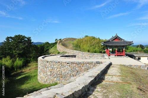 Korean historic site No.386, Janggieupseong of Goryeo Dynasty, located in the Janggi-myeon, Pohang, Gyeongsangbuk-do, South Korea. It was filmed on June 13, 2019. photo