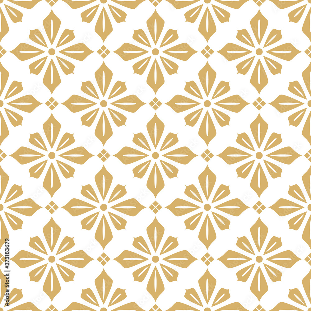 Vector background. Seamless pattern. Gold pattern of flowers and rhombuses. Vector background. Seamless pattern. Gold pattern of flowers and rhombuses.