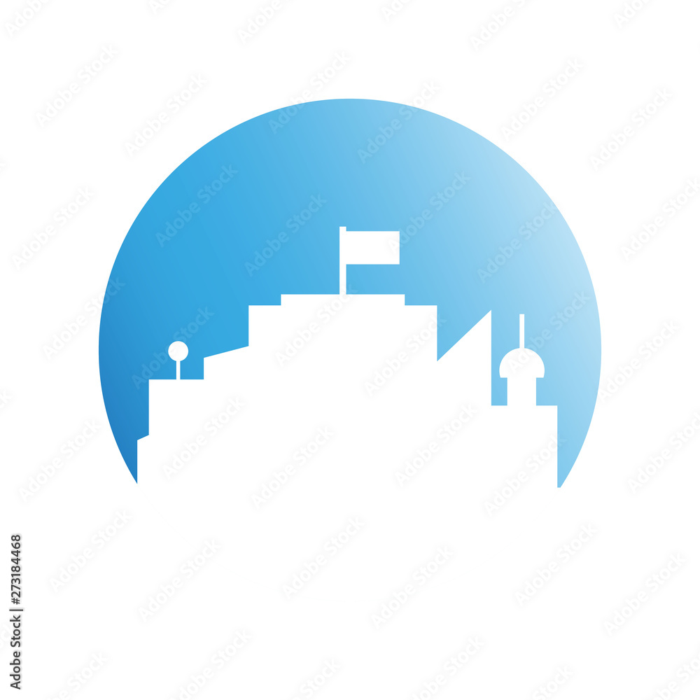 Fototapeta premium city skyline in blue circle background