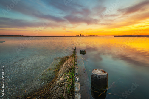 Sunset from Sinepuxent Bay at Assateague Island, Maryland photo