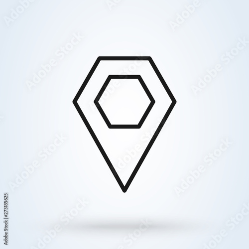 Free Download Honeycomb map pin. Line art Simple modern icon design illustration. - GFXLoad