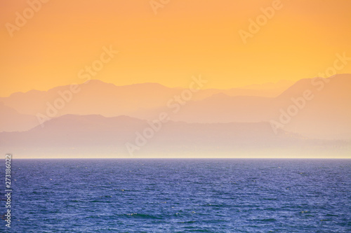 Early morning, sunrise over Lake Garda (Lago di Garda), Italy, Europe