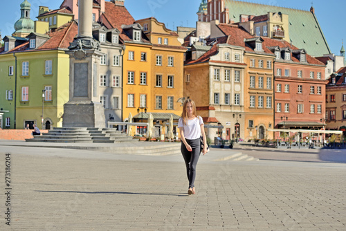 Girl at Castle Square in Warsaw  Poland 