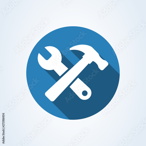 crossed wrench and hammer. Simple modern icon design illustration