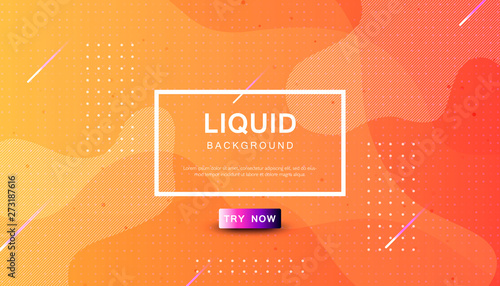 Orange liquid color background. Dynamic textured geometric element design with dots decoration. Modern gradient light vector illustration.