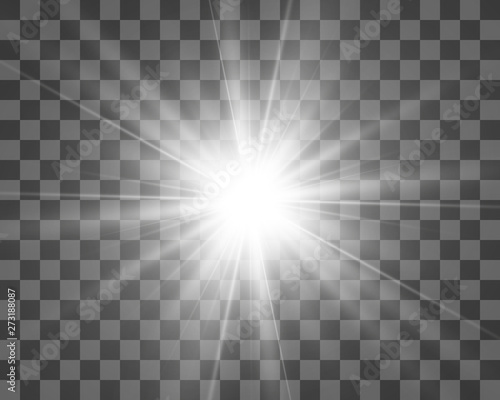 White beautiful light explodes with a transparent explosion. Vector  bright illustration for perfect effect with sparkles. Bright Star. Transparent shine of the gloss gradient  bright flash. 