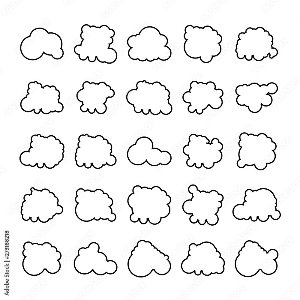 cloud scapes and cloud bubble icons - obrazy, fototapety, plakaty 
