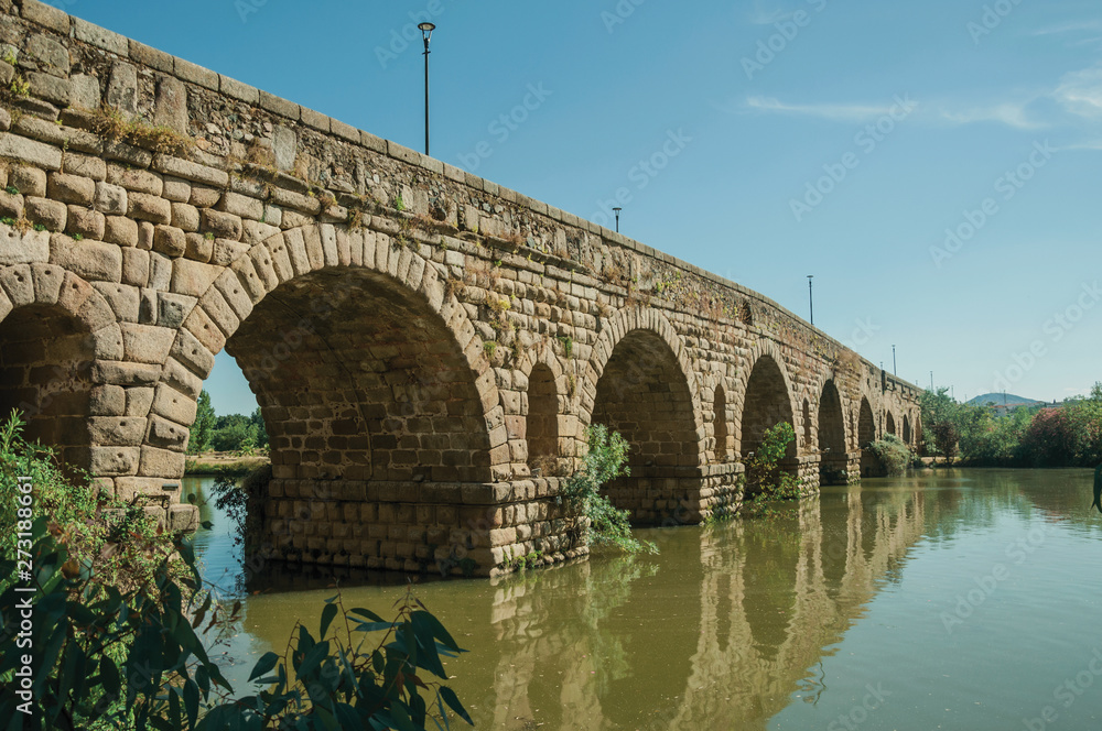 Fototapeta premium Puente Romano arches on the Guadiana River at Merida