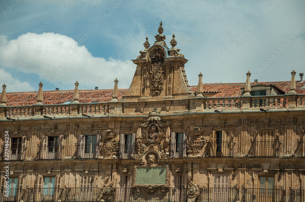 Building facade at the Plaza Mayor at Salamanca