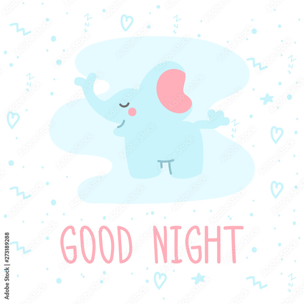 Poster template with a doodle elephant and lettering. Poster template with a doodle elephant and lettering.
